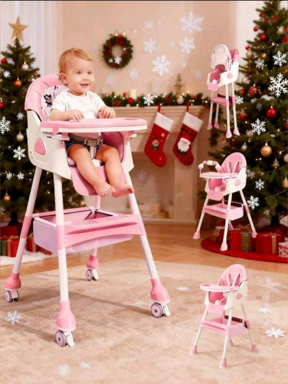 FIRM PRIC 4In1 Baby Highchair Pink&Cadet Blue/green. Sold Separtely Lowest Is 68